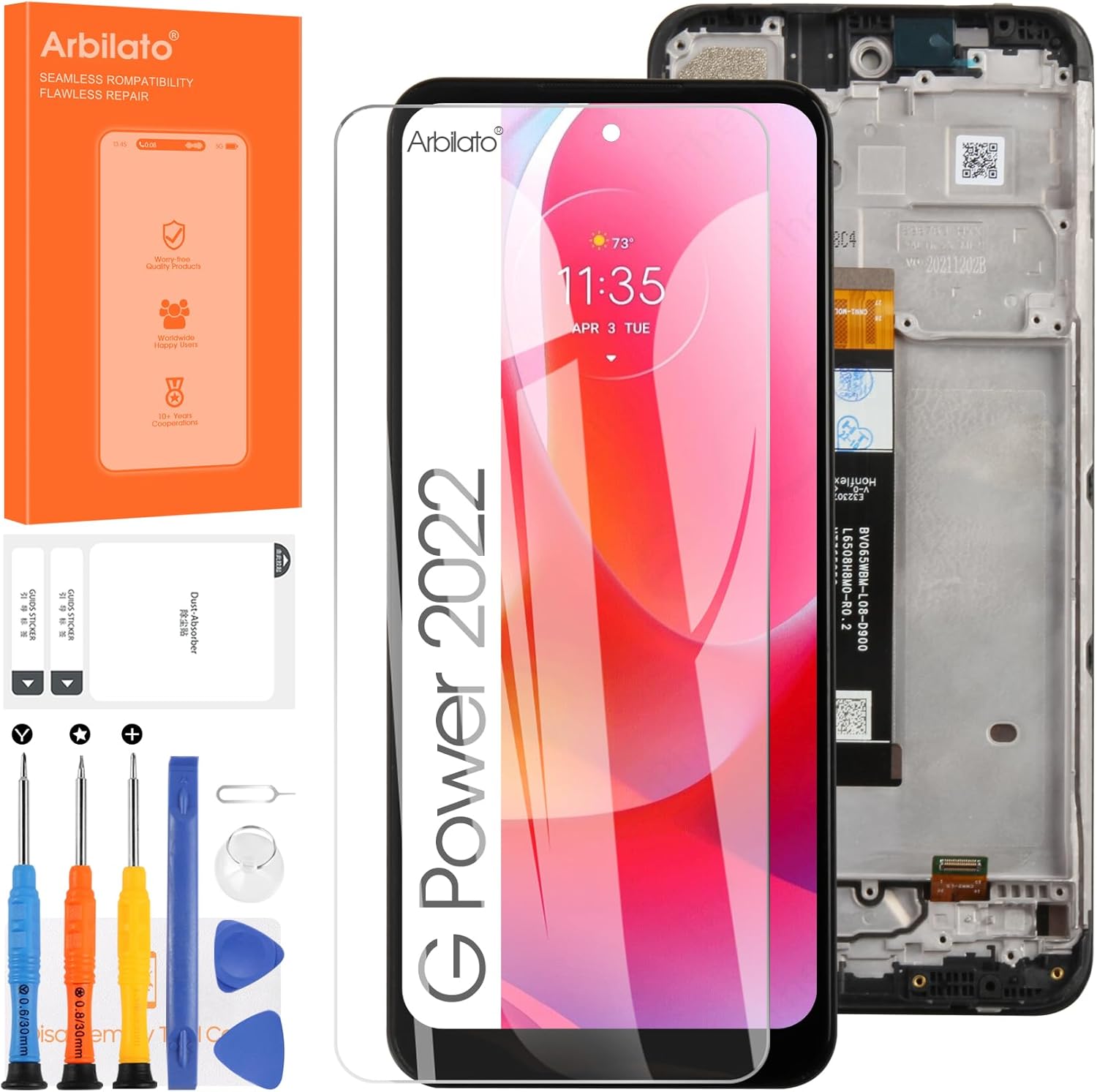 Screen for Motorola Moto G Power 2022 Screen Replacement for Moto XT2165 LCD Screen XT2165-5,XT2165DL,XT2165-3 Touch Display Digitizer Assembly Repair Parts（Black with Frame