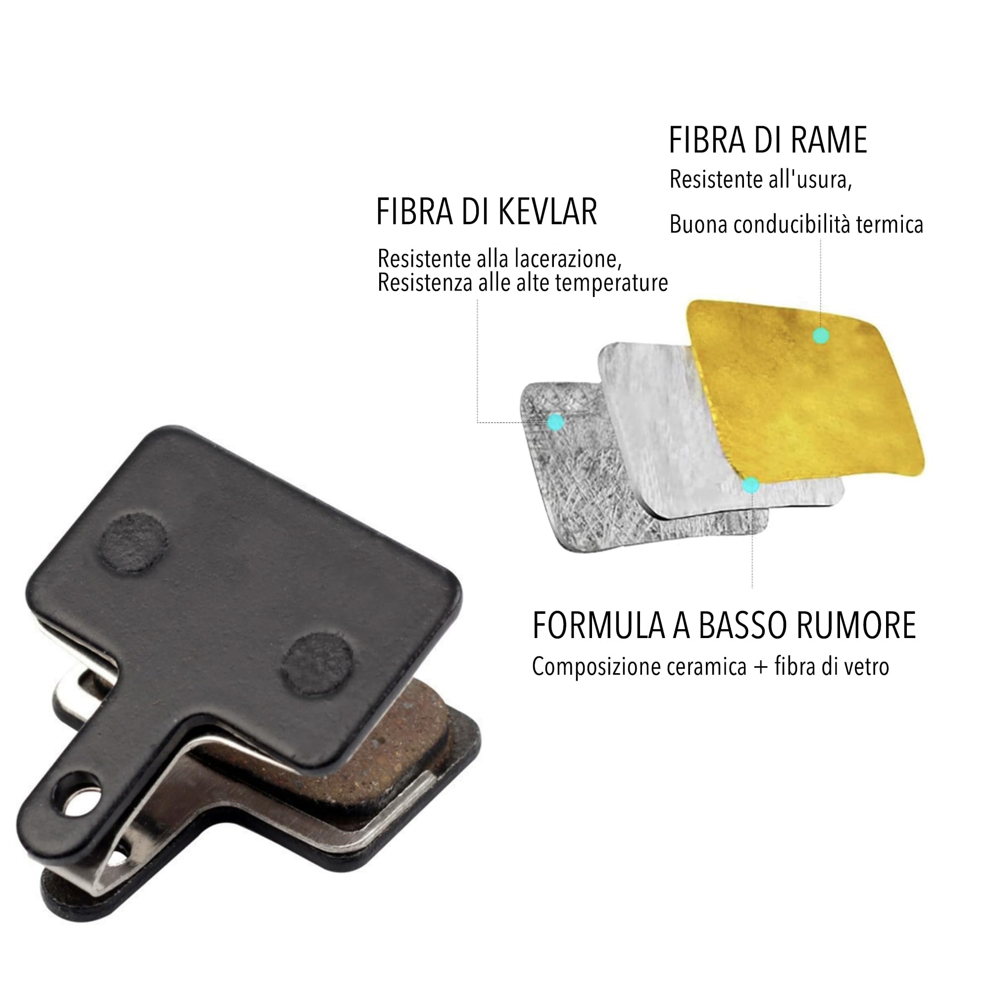 4 Paia Pastiglie Freno Bicicletta per TRP Tektro Shimano Deore Br-M575 M525 M515 T615 T675 M505 M495 M486 M485 M475 M465 M447 M446 M445 M416 M415 M395 M375 M315 M355 C501s (Pastiglie