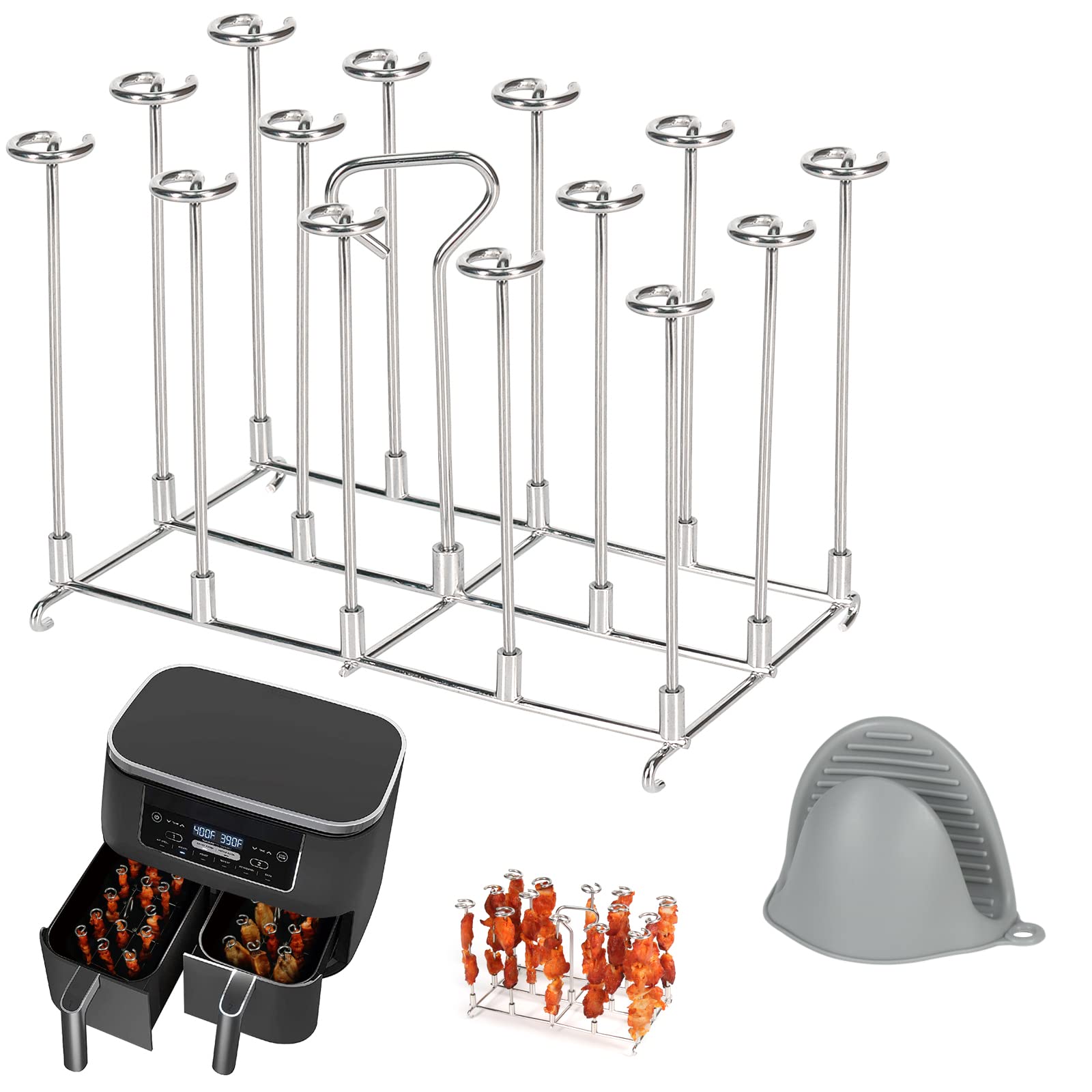 BYKITCHEN Stainless Steel Skewer Rack for Ninja AF300UK