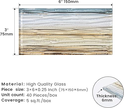 Miniatura 10 de Adedeo Azulejo de cristal de metro de 3 x 12 pulgadas, ondulación de agua verde claro para pared de cocina, baño (paquete de 16, 4 pies cuadrados)