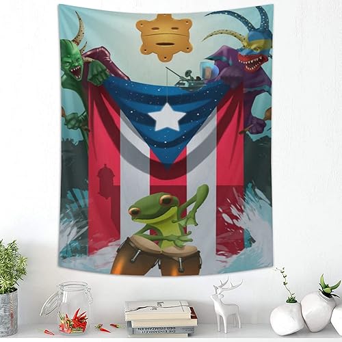 Miniatura 5 de Kizon Tapiz de Puerto Rico Boricua con bandera puertorriqueña para colgar en la pared, decoración del hogar, tapiz puertorriqueño para Puerto Sala