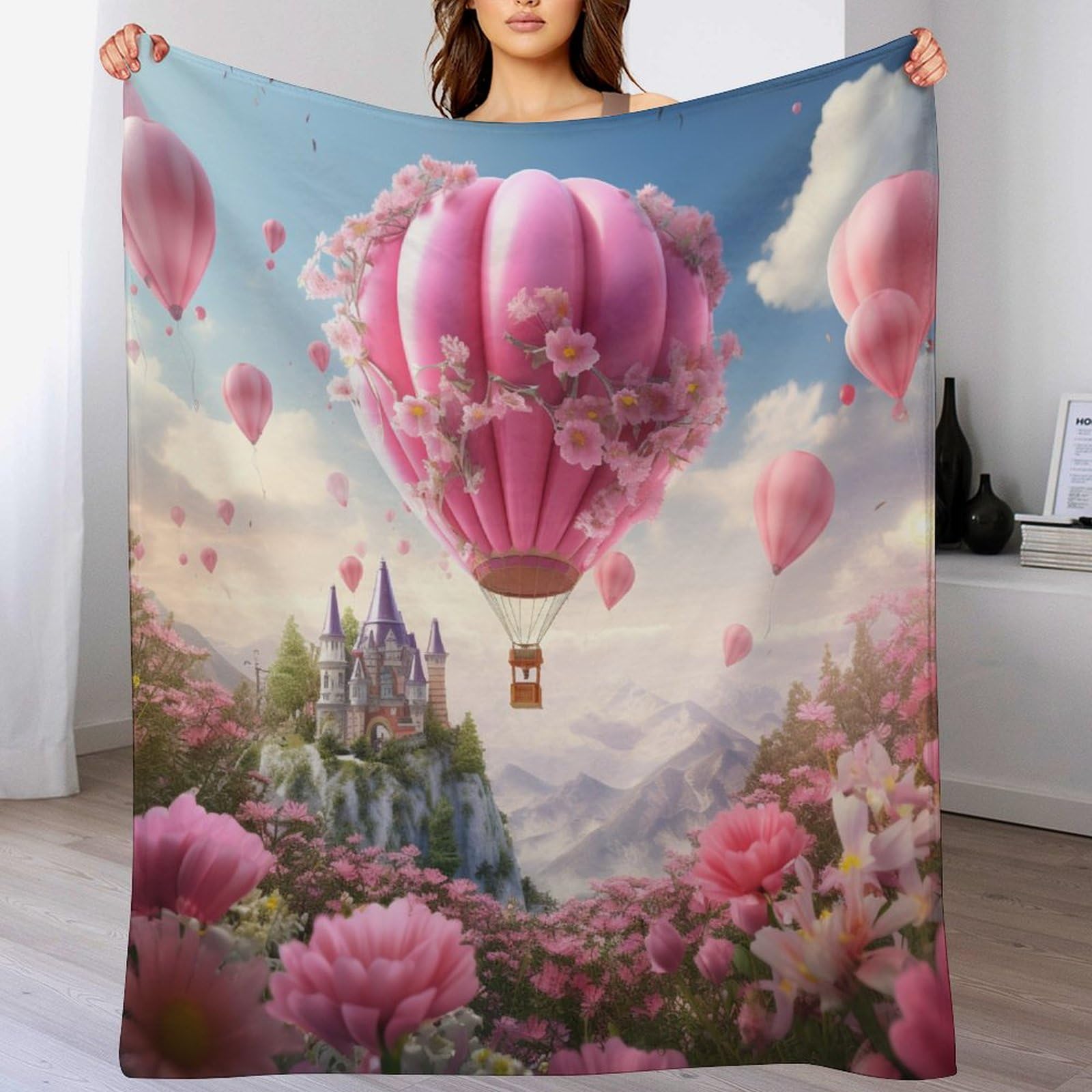 Jeté de canapé montgolfière en plaid polaire doux et de qualité
