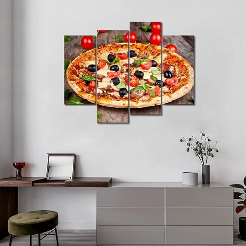 Miniatura 3 de First Wall Art - Pizza con tomates y hojas de arte de pared Pintura de la imagen Impresión en lienzo Imágenes de alimentos para decoración del hogar