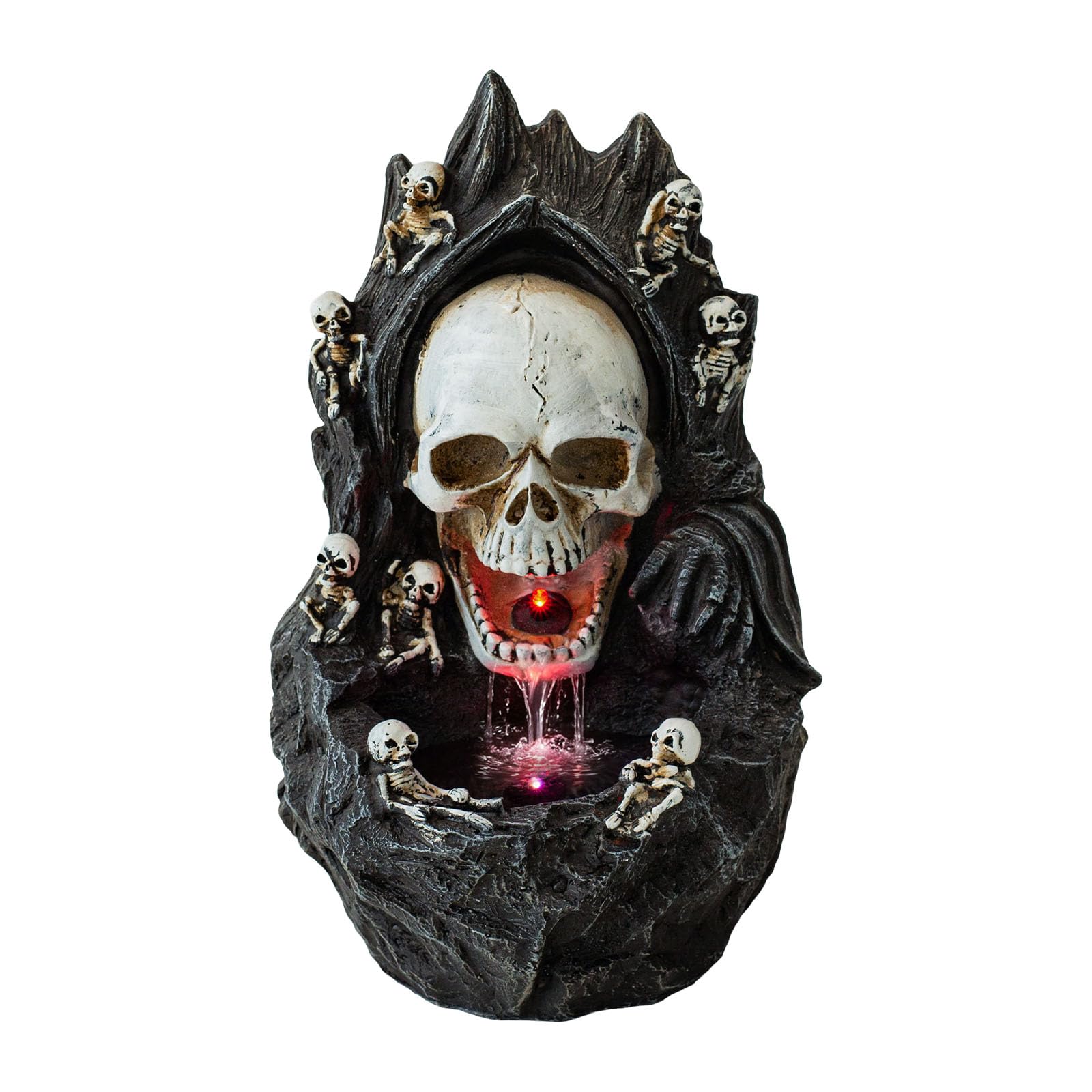 Halloween Water Fountain, 11.8-Inch LED Skull Patio Fountain