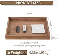 Vista 4 de Hanobe Bandeja Otomana Cuadrada Grande: Bandejas de Madera para Servir Extra Grandes Bandeja Decorativa Rústica para Mesa de Café Otomana con Asas