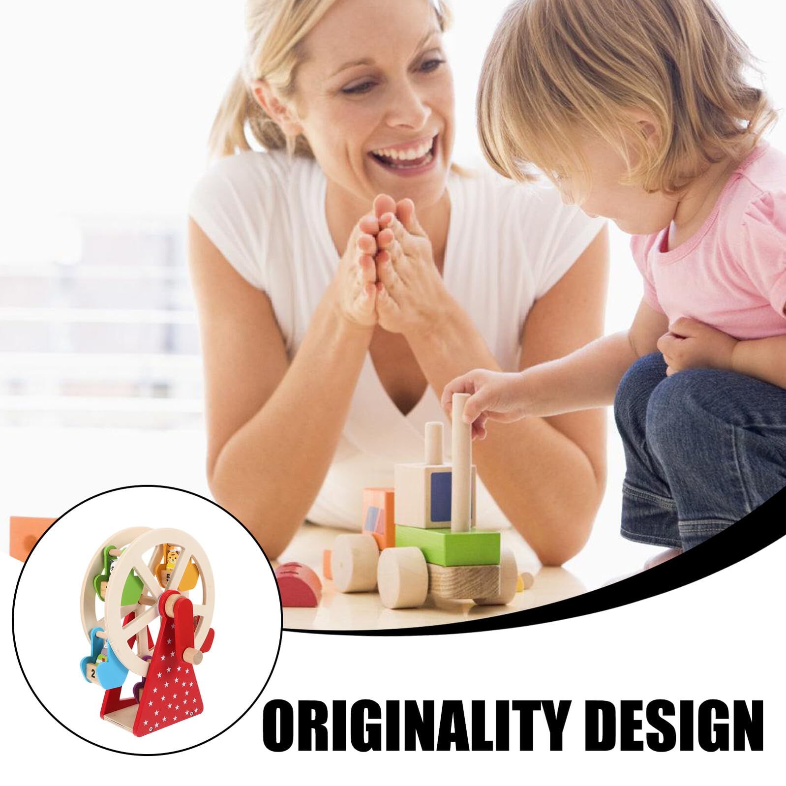 Giocattolo in Legno Rotante per Bambini, Gioco Educativo Interattivo | Design Cartone Animato Carino, Stile Delicato e Curioso, per Ragazzi e Ragazze, Gioco Genitore-Figlio