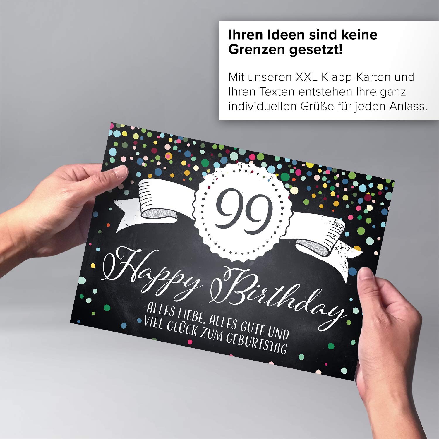 XXL Geburtstagskarte A4 Personalisiert - Konfetti Design Mit Individuellem Text