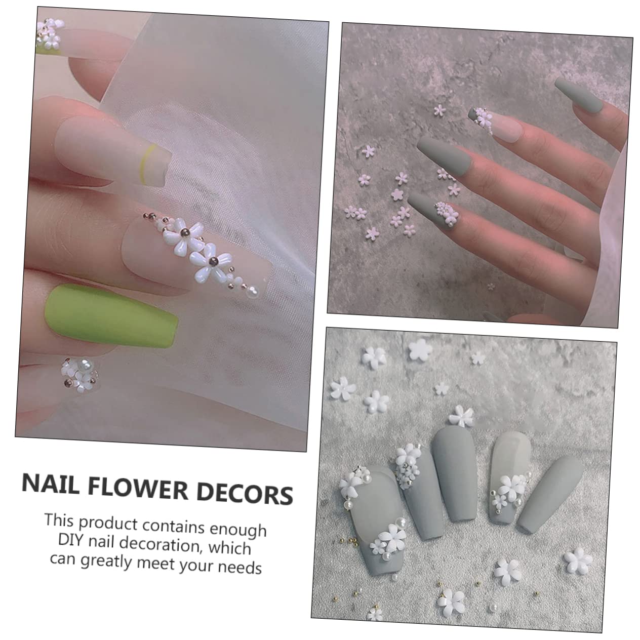 3 Pezzi Unghie con Fiori Accessori per Nail Art Fatti Mano Decorazioni per Manicure Uniche