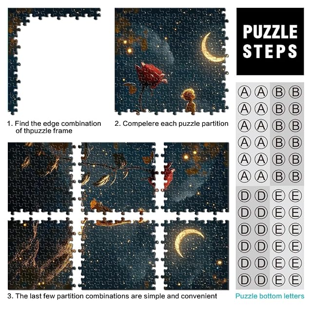 Foto 3 de 6 de Puzzle de 2000 Piezas para Adultos El Principito bajo Las Estrellas Análisis y lógica con Piezas de Formas…