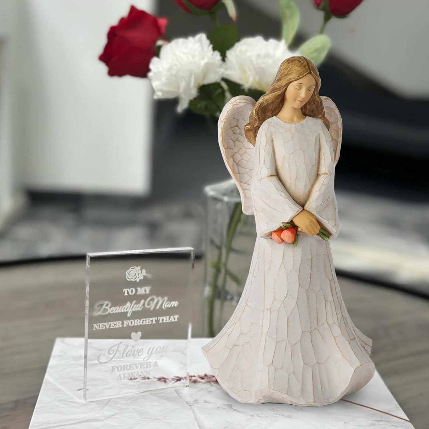 Guardian Angel Figurines - Hand Painted Healing Angel Figure Home Table Decor, Guardian Angel Gifts for Women, Thanksgiving, Christmas or Valentine’s Day - Image 2