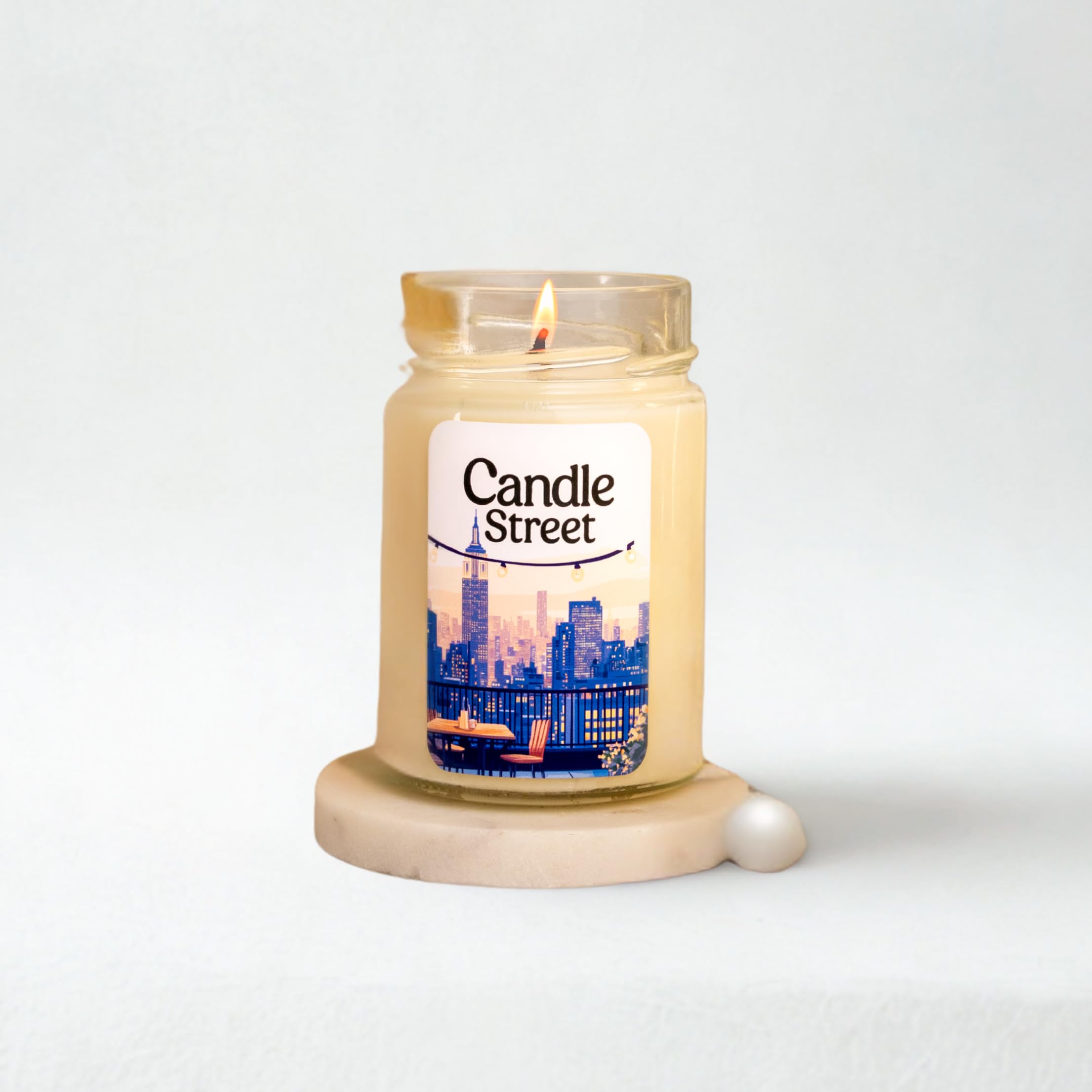 Candle Street | New York – Reise-Noten | Duftkerze | Duftkerze | Vanille, Kekse und Kaffee | 500 g – Lange Brenndauer 100 h | Vegan, Made in Italy | Umhüllende und urbane Kerze