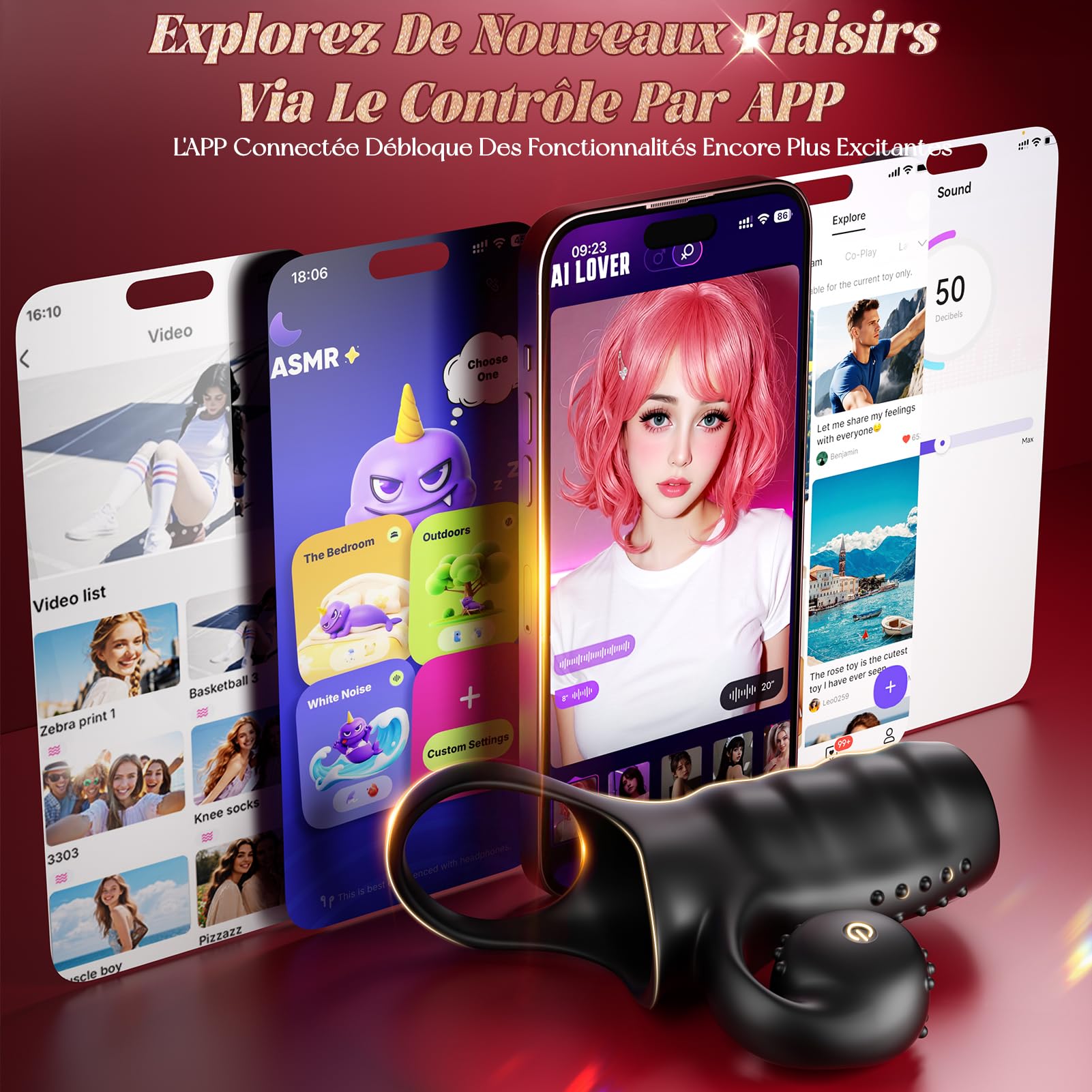 Anneau Vibrant Pénis Clitoridienne Sextoyse Couple Plaisir 4en1 Anneau Penien - Anneau Homme Sextoyse Femme Clitoridienne 9Modes Gaine Penis Agrandir Son Pénis Jouet Sexuelle Adulte Couple Sex Toys