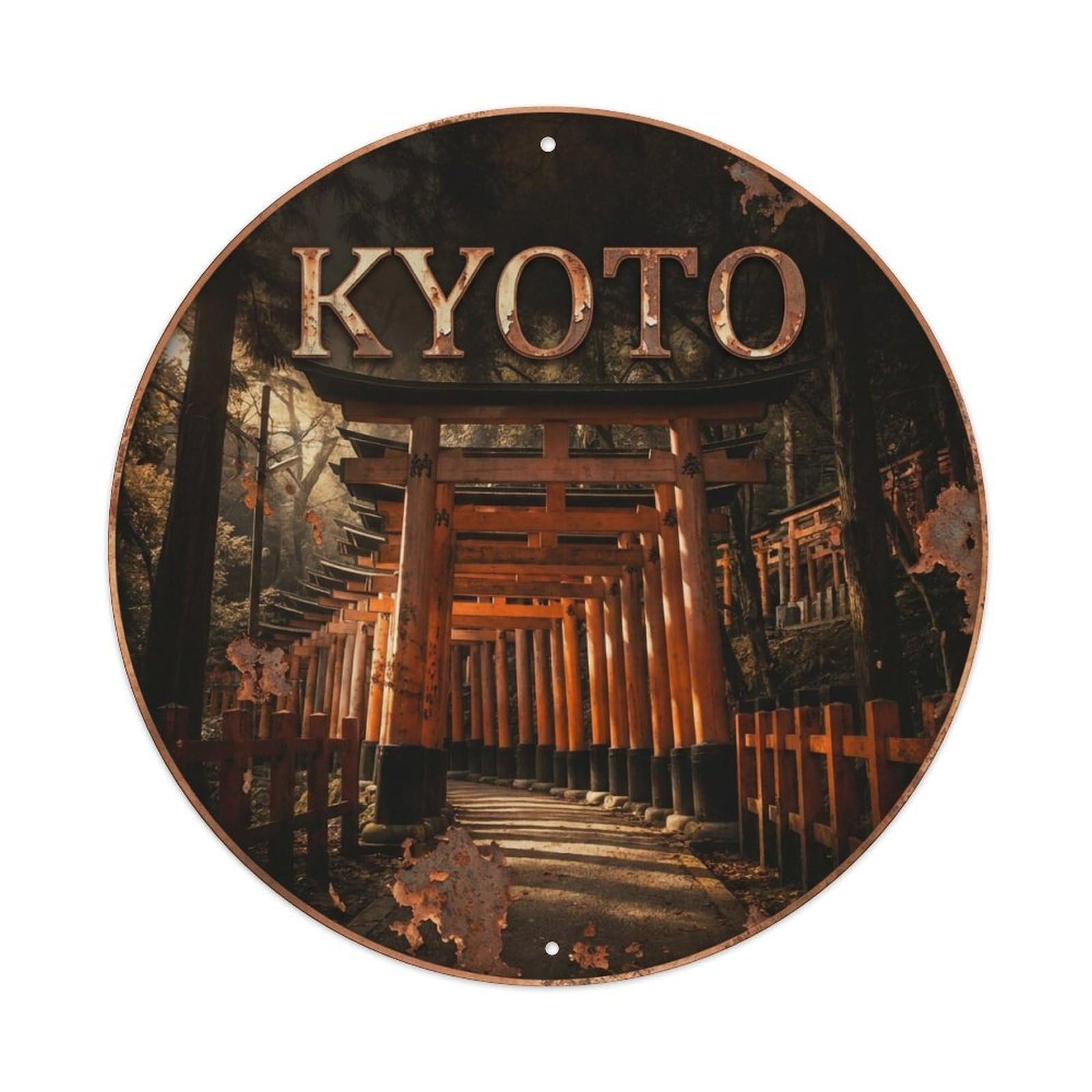 Vintage Travel Kyoto Japan Dawn Vintage Metal Tin Sign Plaque Wall Decor for Cafe, Club Bar, Office, Garden Metal Poster 8x8Inch