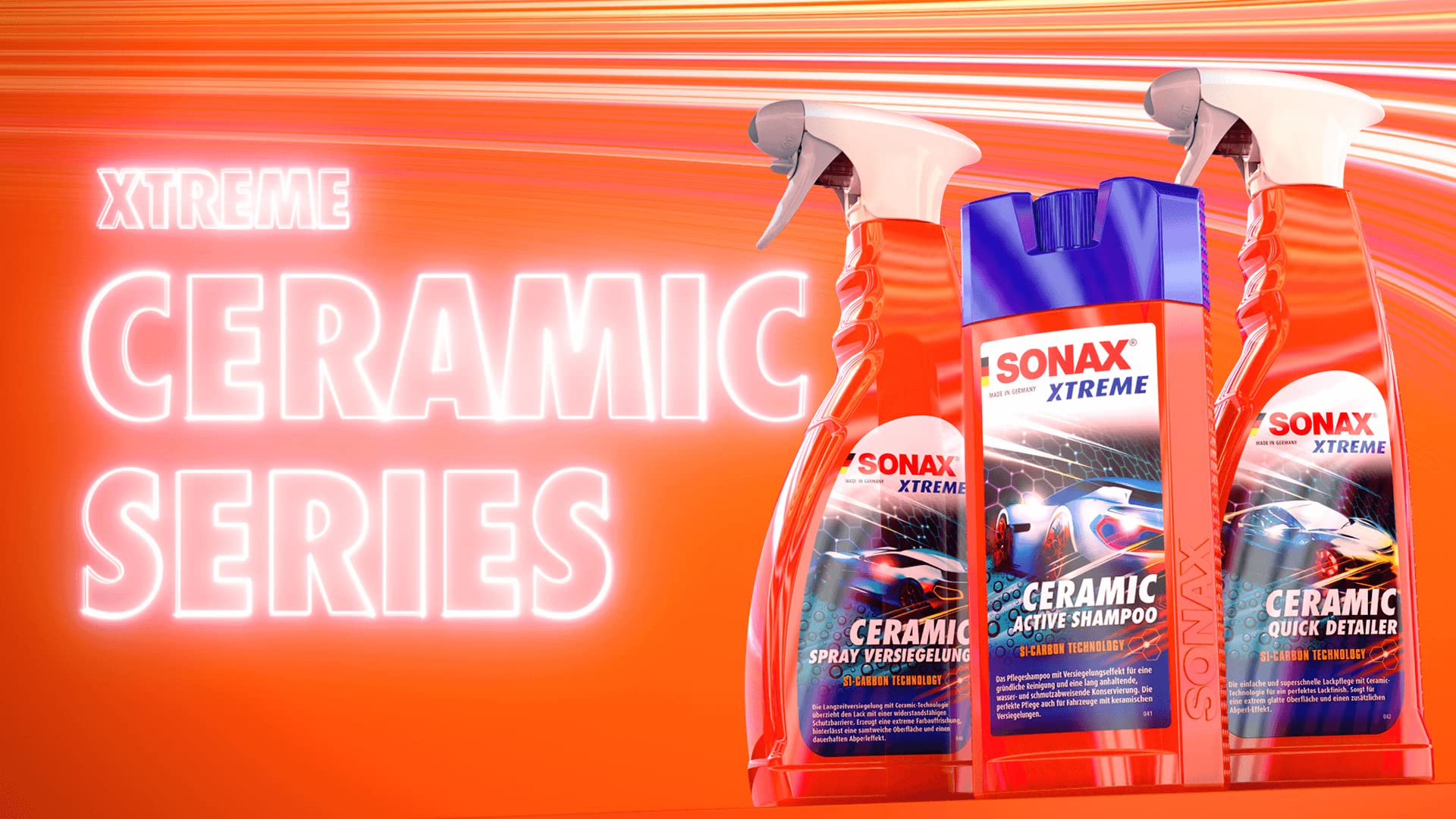 SONAX Bundle Deluxe, set di pulizia per auto, secchio per il lavaggio con coperchio + Grit Guard Cherry Kick 2 l + cerchioni Beast + shampoo in ceramica attiva, sigillante, dettagli
