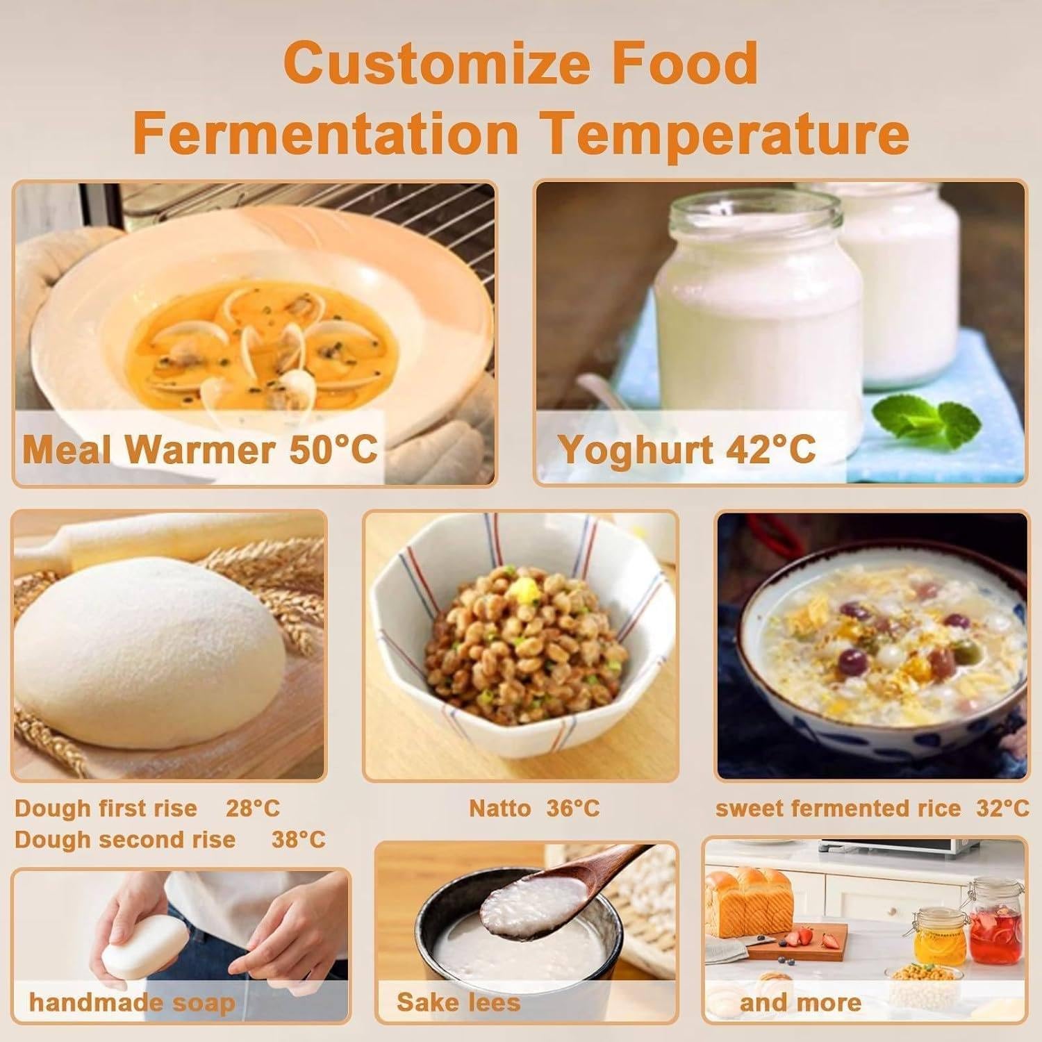 Caja de fermentación para pan casero, máquina de fermentación eléctrica de sobremesa de 40 l, temperatura ajustable de 20 a 50 °C, caja de fermentación de pan de 260 W con control de humedad, par