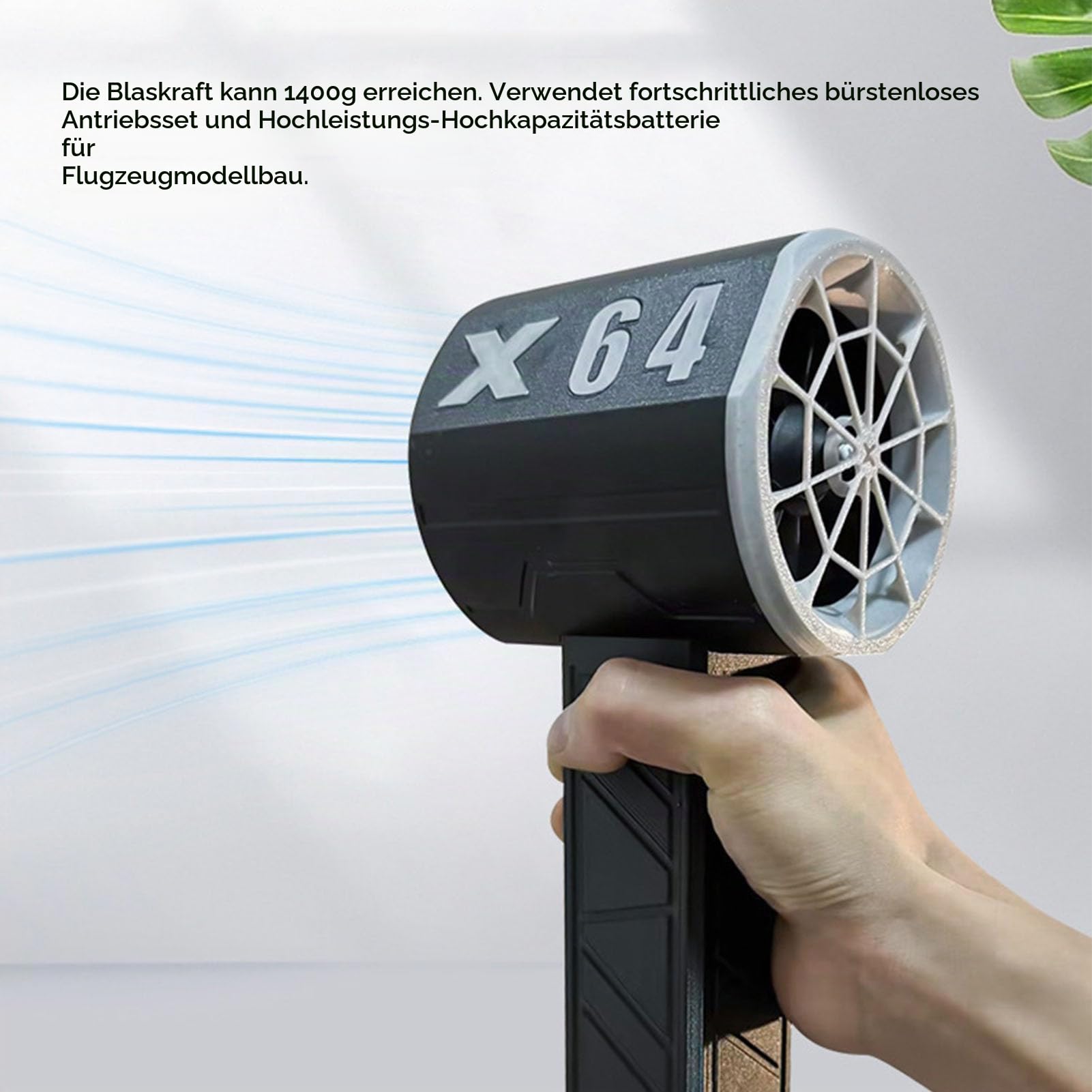 Auto-Gebläse, X64 Thunder Jet Dry, 8000 MAh Auto-Gebläse Zum Trocknen, 11-Blatt-Mini-Turbo-Lüfter, 64-mm-Luftgebläse mit Bürstenlosem Motor, Starker Gebläsetrockner, Elektrischer