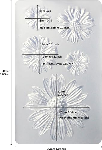 Miniatura 2 de Funshowcase Molde de silicona de girasol para fondant Sugarcraft, resina epoxi, arcilla polimérica para proyectos de manualidades