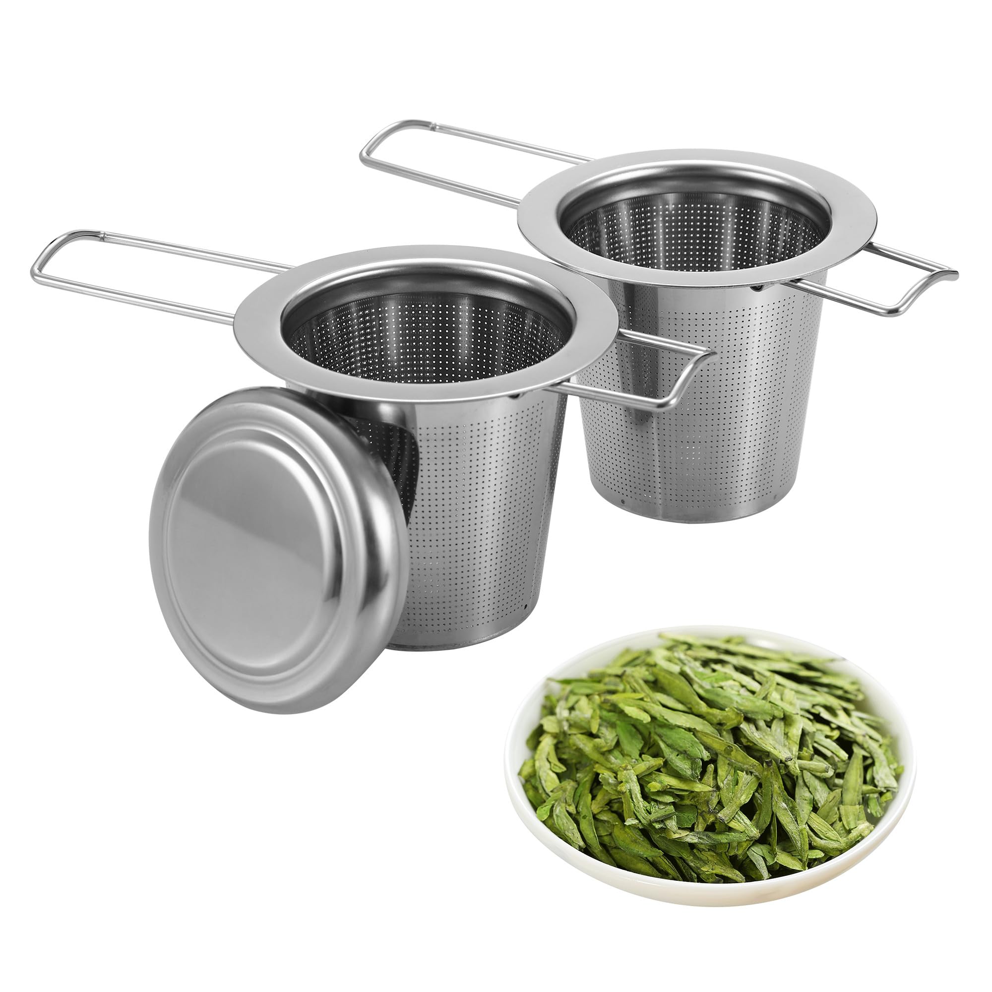 Fenshine Infusore per tè, con manico in silicone, filtro per tè sfuso in acciaio inox, filtro per tè sfuso a maglia extra fine per foglie di tè o tisane