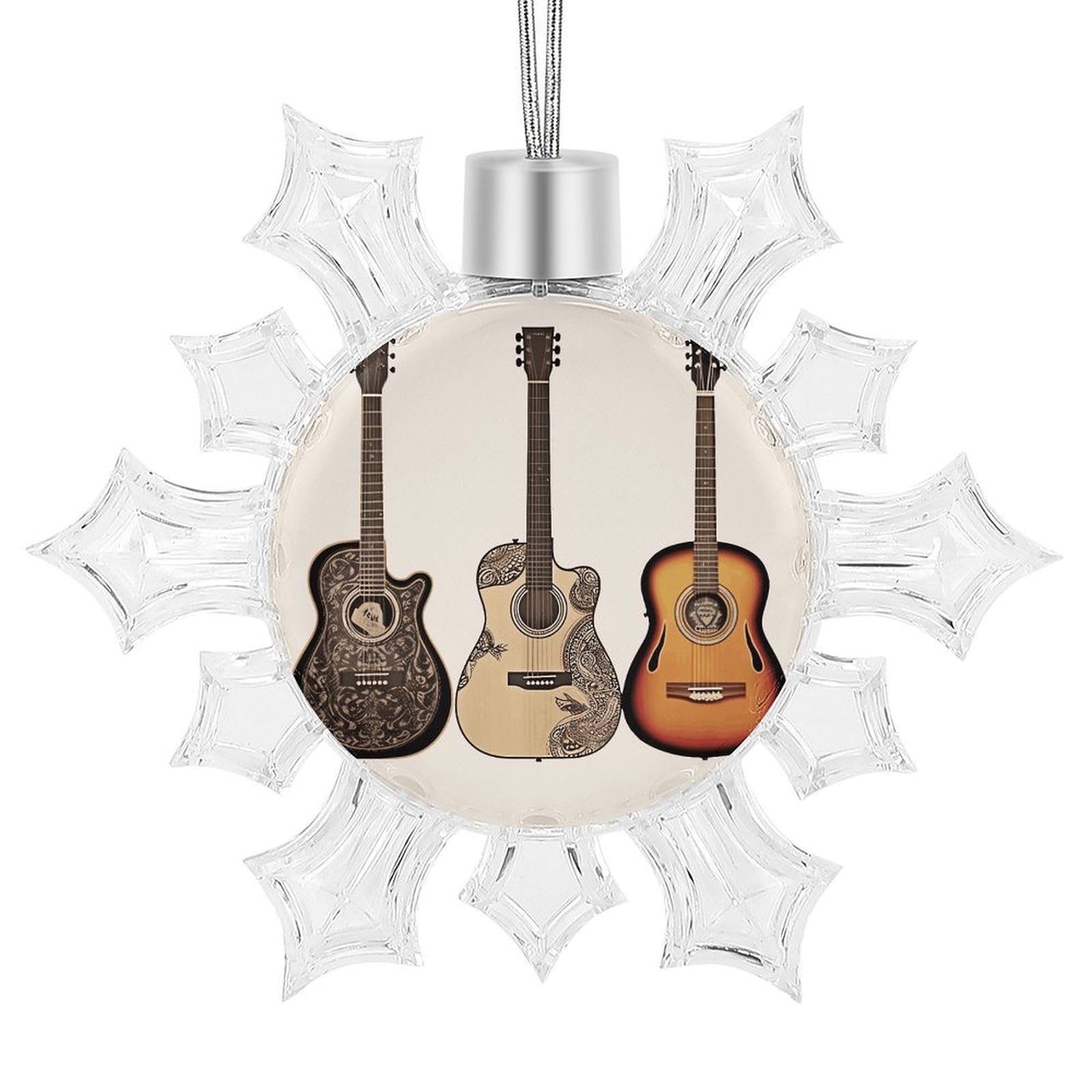 Guitar Snowflake Decorations,Christmas Decorations，Christmas Indoor Winter Wonderland Decor，Hanging Ornaments for Xmas Tree Winter New Year Party Supplies