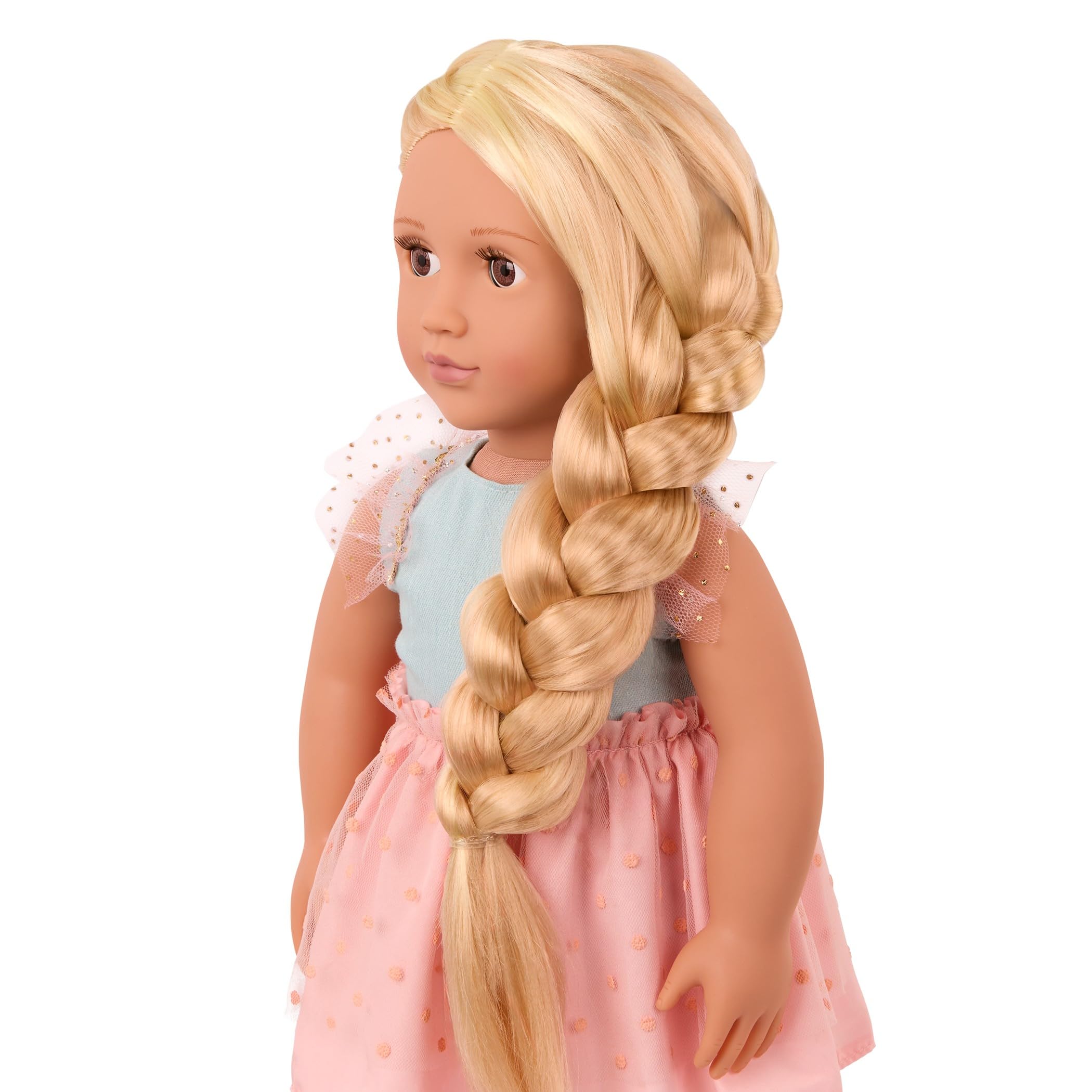 Our Generation - Muñeca de crecimiento de cabello de 18 pulgadas, ojos marrones realistas y cabello rubio ultra largo, trenzas extensibles y accesorios de peinado - Juego de simulación - Amapola desde