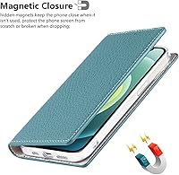 Vista 17 de iCoverCase Funda tipo cartera compatible con iPhone 13 Pro Max con ranuras para tarjetas, funda magnética de piel auténtica con bloqueo RFID, Naranja