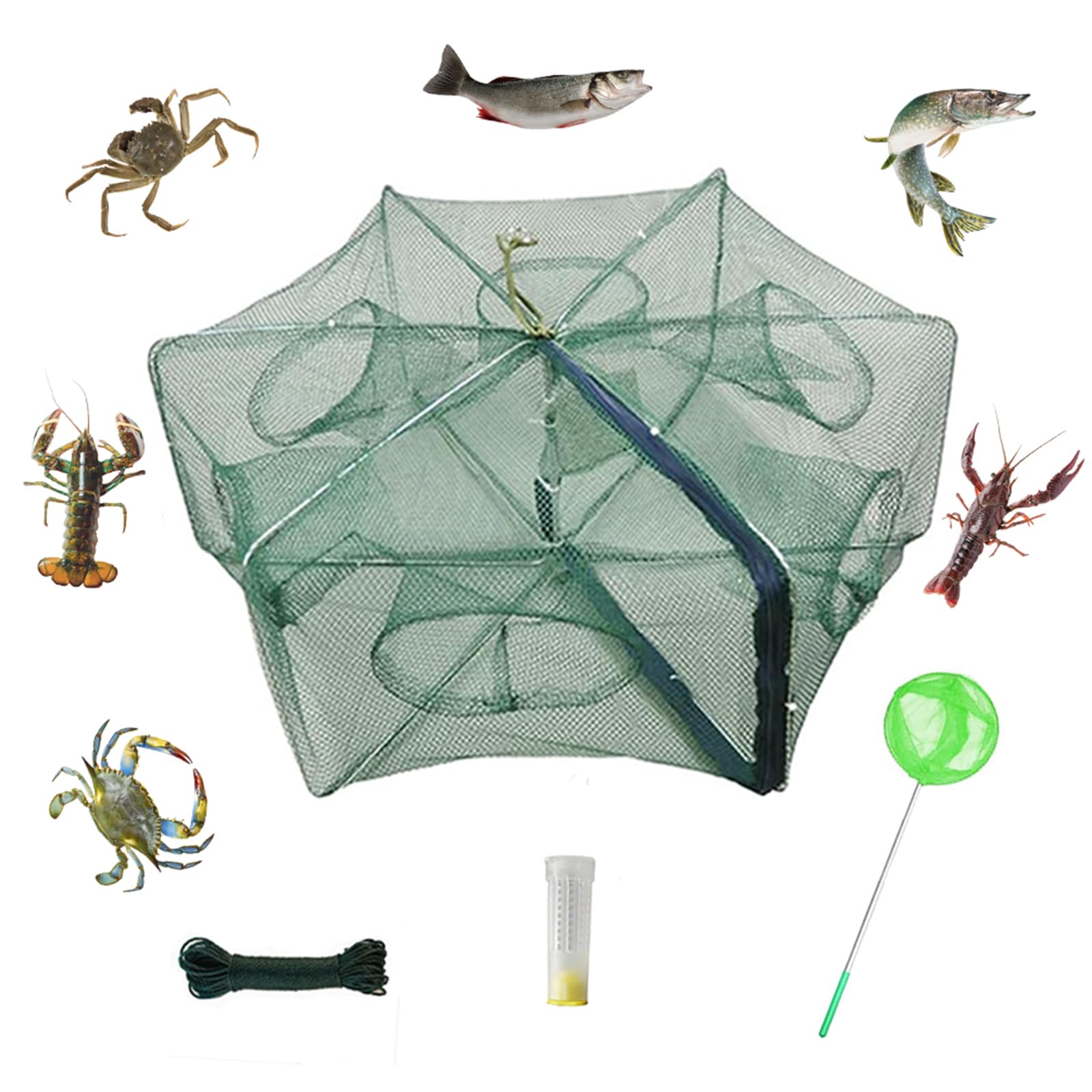 1/2pcs Fishing Bait Trap Foldable Crab Crayfish Fish Minnow Crawdad Shrimp Net Cast Portable