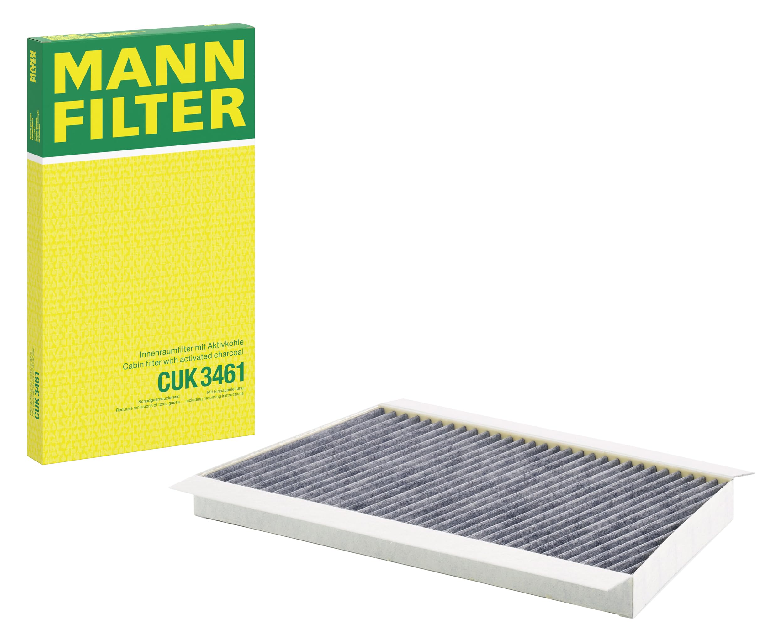 MANN-FILTER CUK 3461 Filtro de aire de cabina - Filtro de Polen con Carbón activado - para Automóviles + Vehículos de transporte