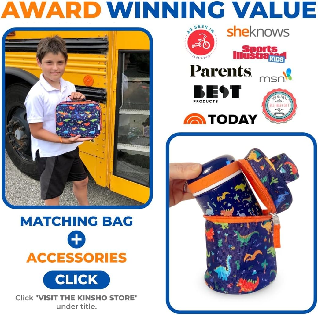 Dinosaur Bento Lunch Box for Boys Toddlers, 5 Portion Sections Secure Lid, Microwave Safe BPA Free Removable Plastic Tray, Pre-School Kid Daycare Lunches Snack Container Ages 3 to 7 Blue Orange - Image 7