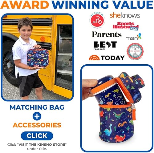 Miniatura 15 de Kinsho - Lonchera bento infantil, 5 secciones para control de porciones, bandeja de plástico desmontable sin bisfenol A, para niños preescolares