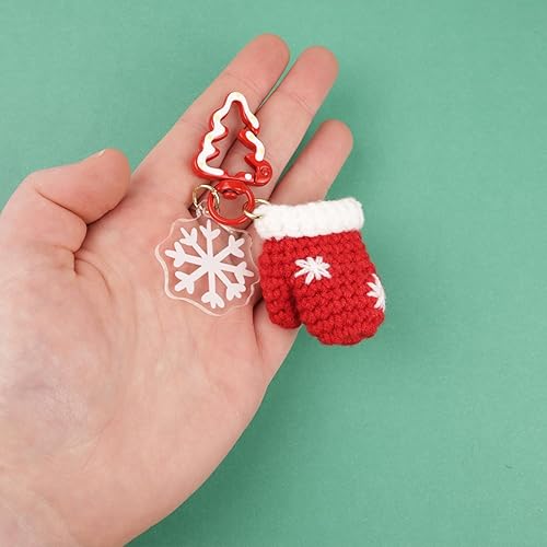 Miniatura 4 de Needzo Kit de ganchillo de llavero de Navidad, Amigurumi navideño, todos los suministros incluidos, tutoriales en video paso a paso, 5 diseños