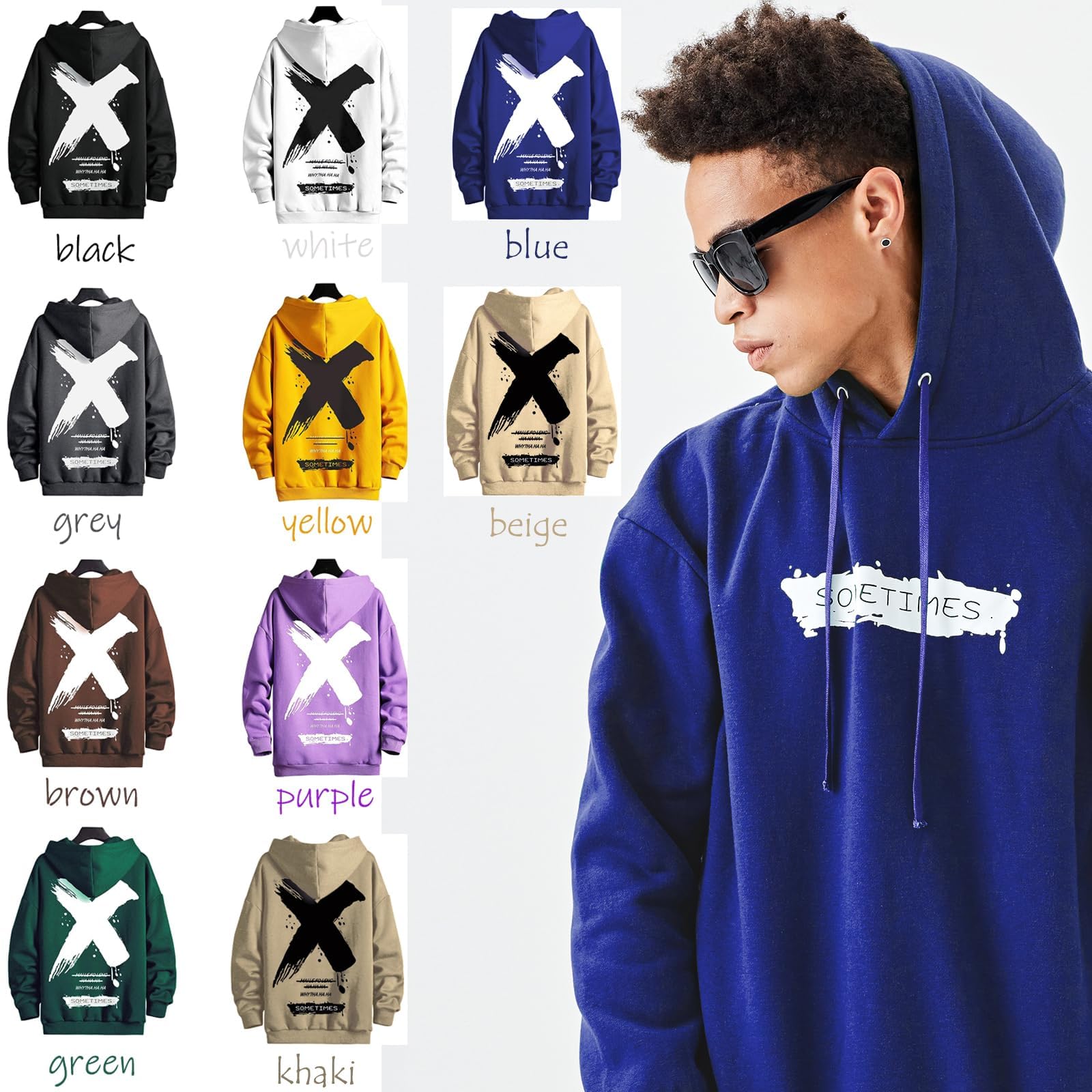 Moshtashio Felpa Uomo con Cappuccio Unisex Hip Hop a Maniche Lunghe Sweatshirt Pullover Uomo Felpe Stampa di Lettere Hoodie Uomo Autunno Inverno
