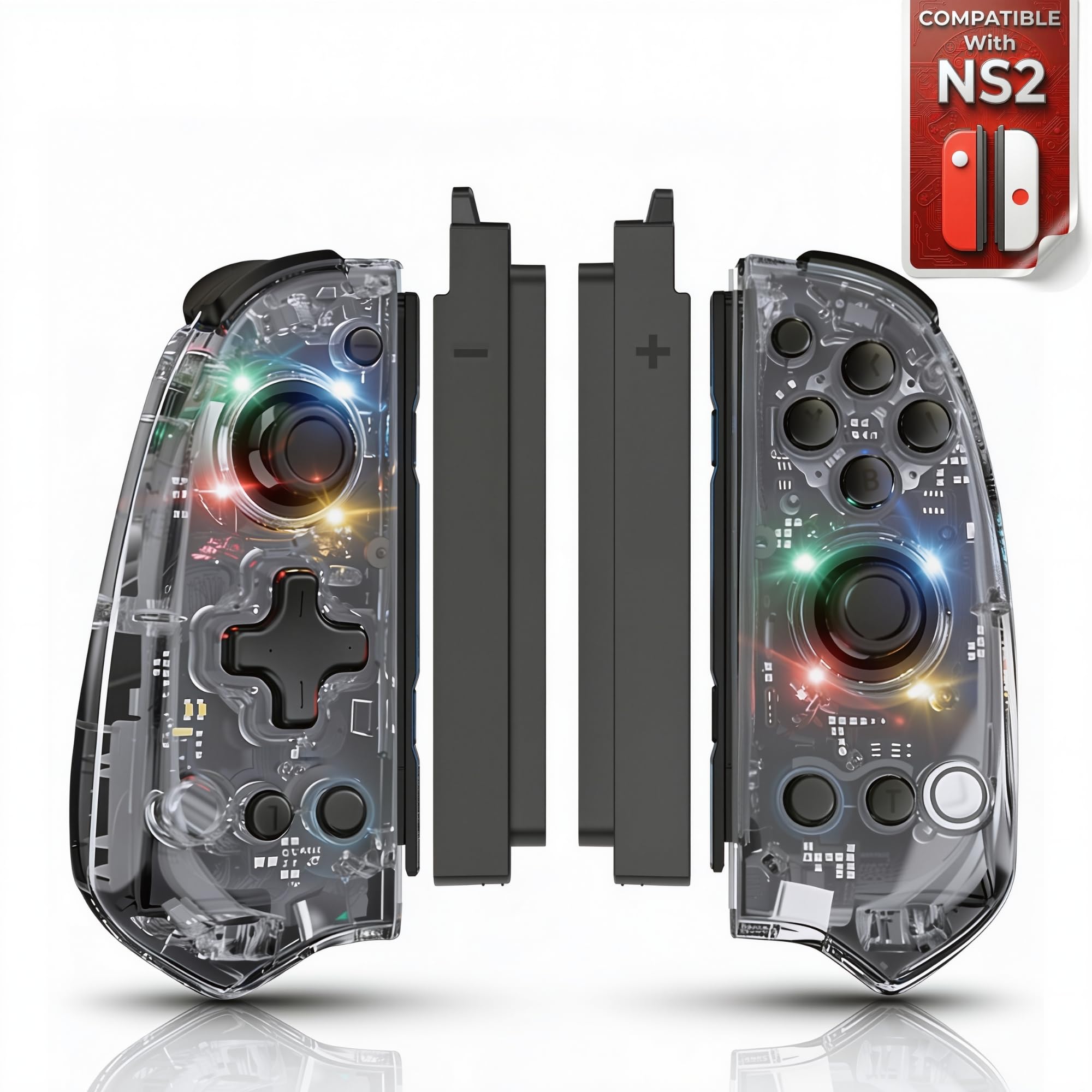 Photo 1 of MythicMod Wireless Controller Compatible with Switch, Switch OLED and Switch 2 with Charging Adapters Included, Bluetooth Gaming Controller with RGB Transparent Shell, Turbo Function, Motion Control, Dual Vibration, Ergonomic Gamepad