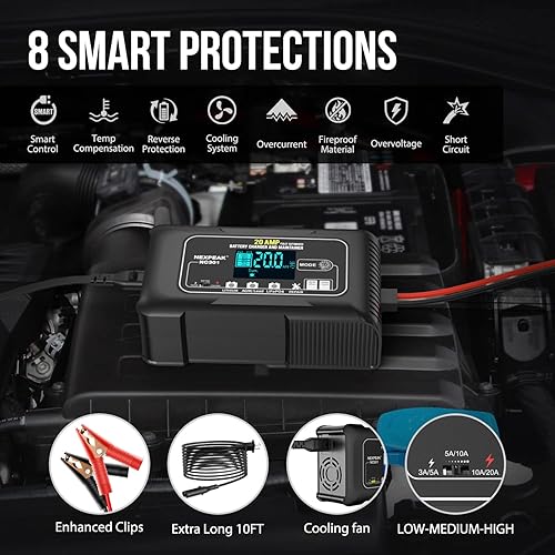Miniatura 5 de NEXPEAK Cargador de batería de 6 amperios y 20 amperios para baterías de plomo-ácido, litio y LiFePO4 de 12 V y 24 V