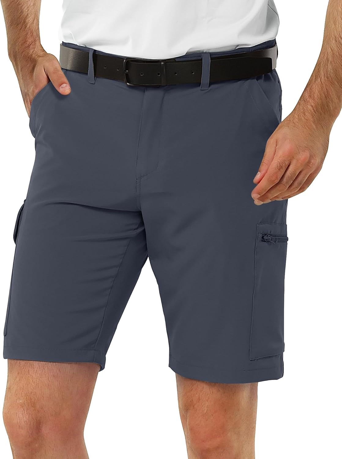 33,000ft Men’s Golf Shorts 10″ Inseam with Zipper Pocket Lightweight Quick Dry Stretch Hiking Cargo Shorts for Travel Fishing