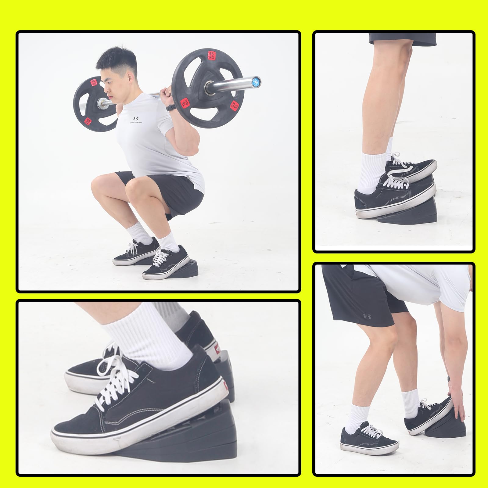 Squat Wedge Block Set da 6 pezzi, rampa per squat regolabile antiscivolo, tavola inclinata per allungamento polpacci, blocchi yoga, per squat con tallone sollevato, sollevamento pesi