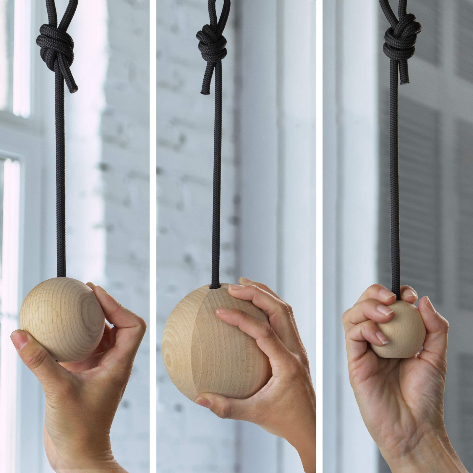 ALPIDEX 2 Unidades de Bolas de Entrenamiento de distinto tamaño - Juego de 2 Bolas de Madera para Entrenamiento de Escalada