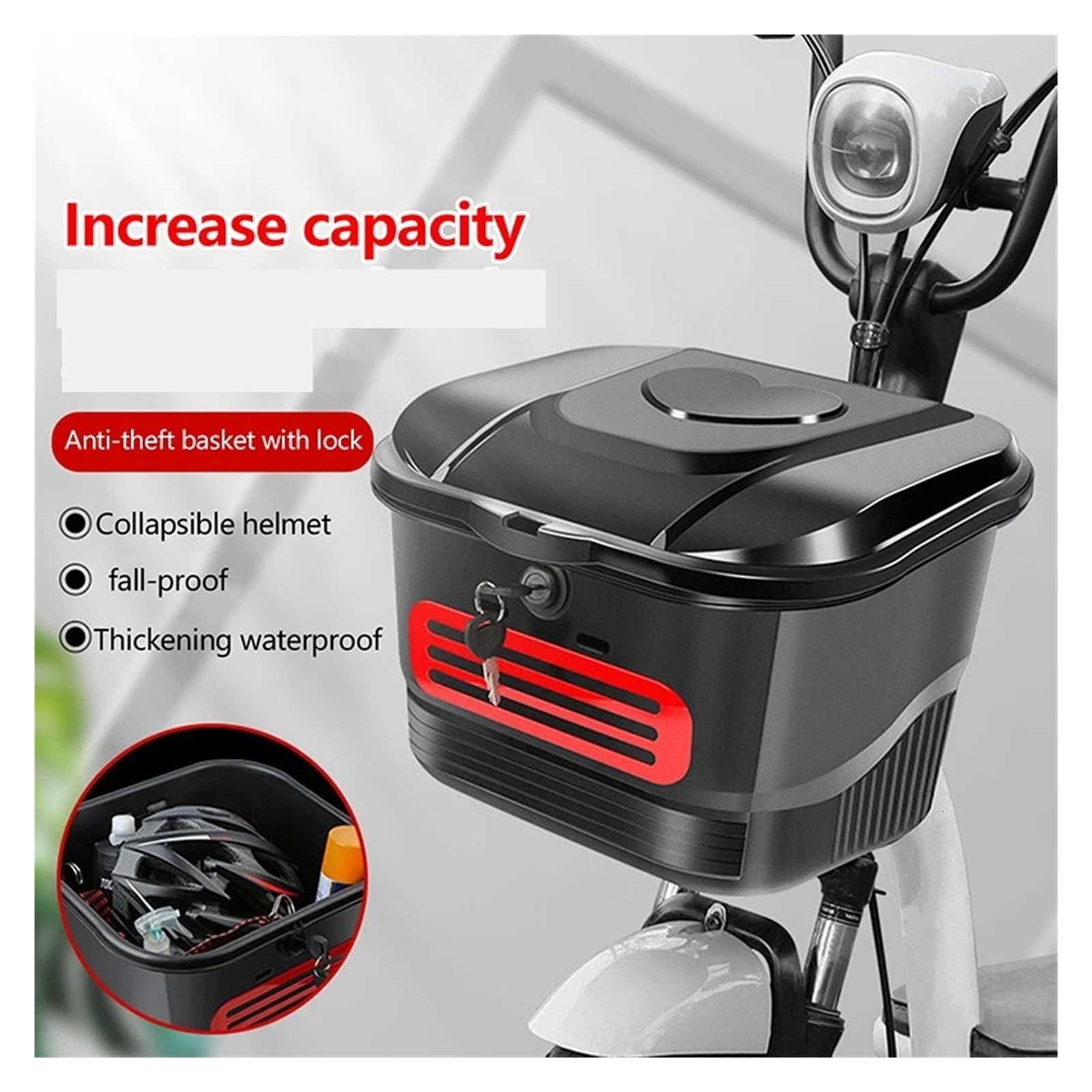 Cesta para Bicicleta Montar al Aire Libre con Cesta de Bloqueo Cesta Almacenamiento Bicicletas Scooter eléctrico y Delantera Bicicleta