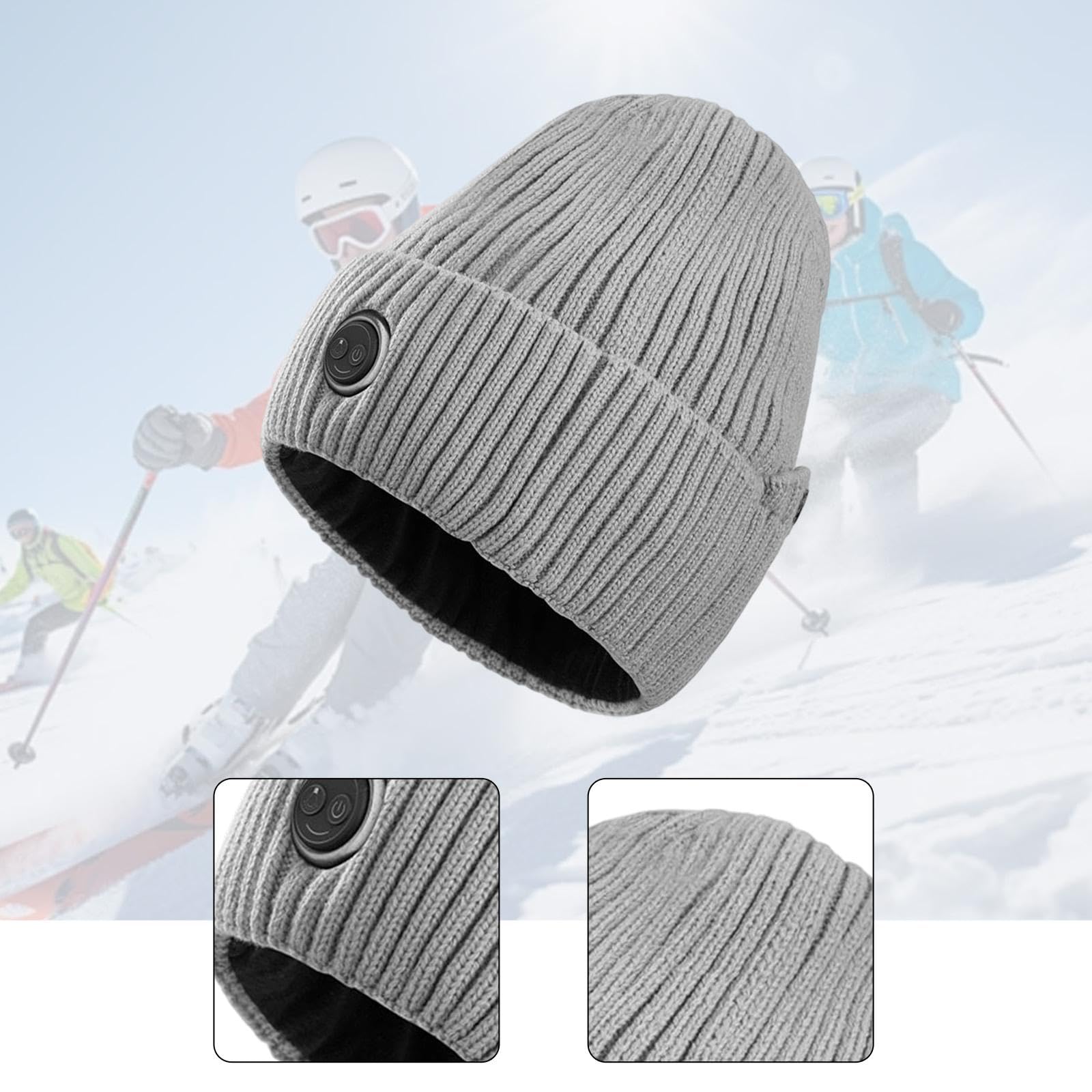 Beheizbare Mütze Aus Weichem Thermostrick für Arbeit, Skifahren, Sport Und Outdoor Aktivitäten
