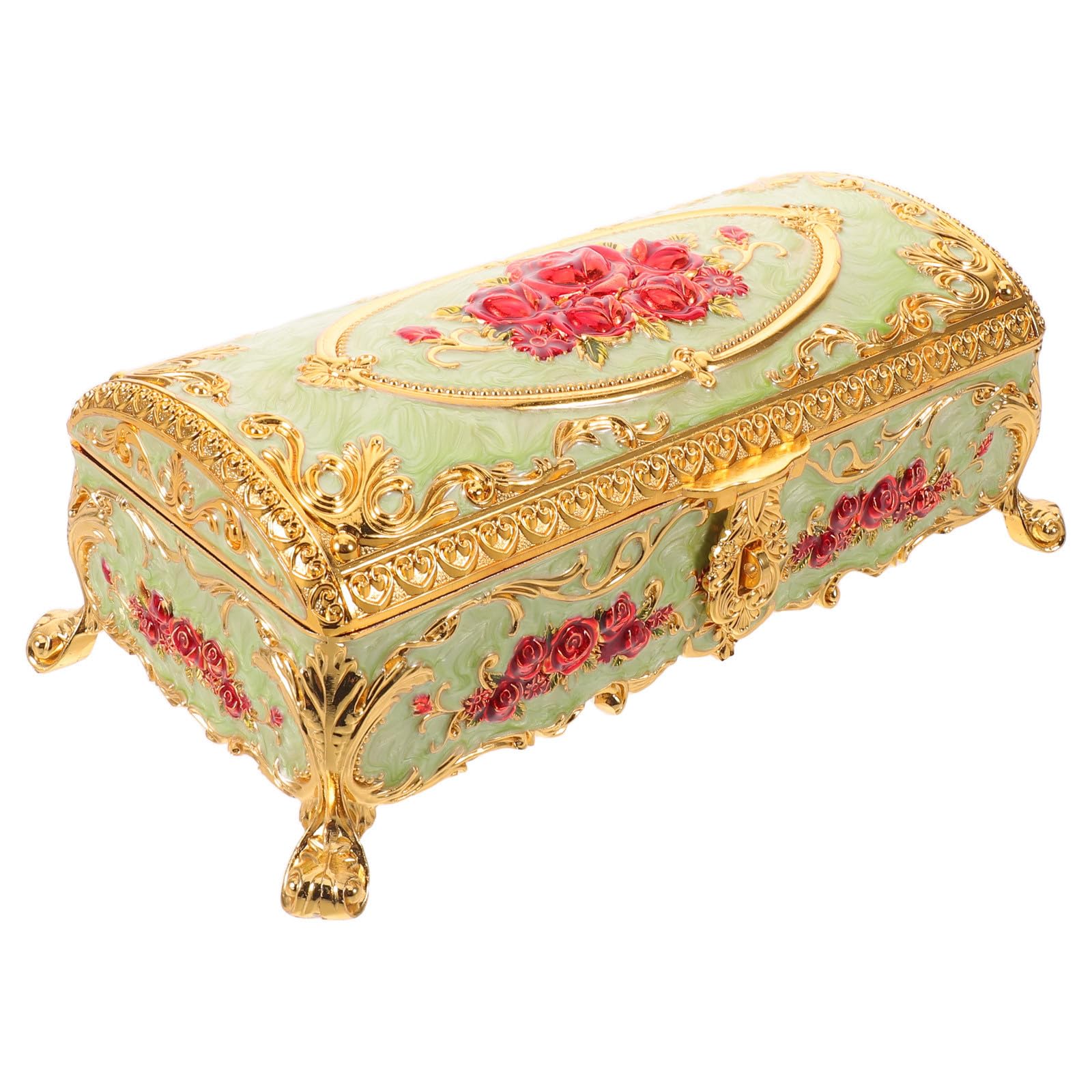 Portagioie Vintage in Lega di Zinco con Superficie Resistente All'usura, Scatola Rettangolare Smaltata Decorativa per Gioielli, per Uso Domestico e Appassionati D'arte