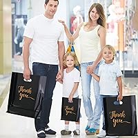 Vista 6 de Bolsas de agradecimiento para negocios pequeños, bolsas de mercancía de plástico extra gruesas con asas para venta al por menor, bolsa de compras