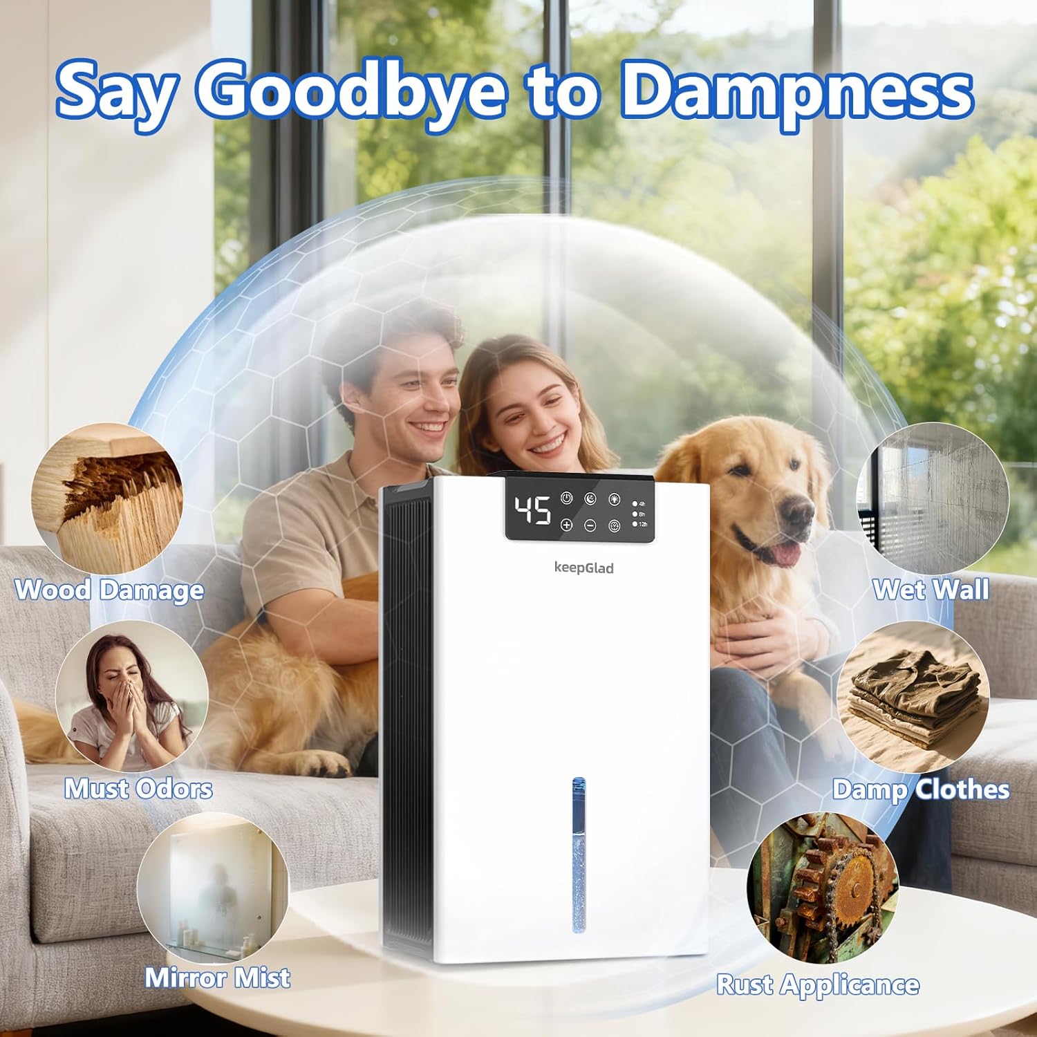 KeepGlad Dehumidifier, 98OZ Dehumidifiers for Home(1000sq.ft), Humidity Display Dehumidifier for Basement Bathroom Bedroom, Auto Shut Off, Washable Filter, Drain Hose, Timer, 7 Ambient Lights, White 9 718rXktecOL. AC SL1500