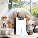 KeepGlad Dehumidifier, 1000Sq.Ft for Home, 98 OZ Dehumidifier for Basement, Quiet Dehumidifiers for Bedroom, Bathroom, RV. Dehumidifiers with Humidity Display, Drain Hose, Auto Shut-Off, Timer(White)