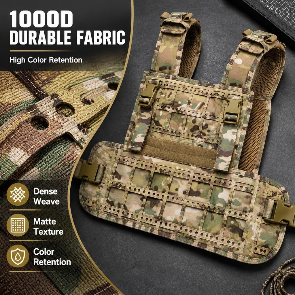Lekka Kamizelka Taktyczna Camo Molle Regulowany Modułowy Nośnik Płyty 1000D Nylon Outdoor Airsoft Polowanie