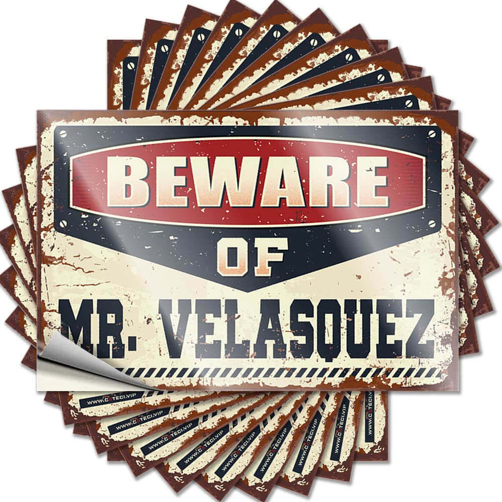 Beware of Mr. Velasquez Small Tattoo | Men Cave Decor Waterproof Vinyl Bumper Halloween Removable Decal Peel Stick(8X12CM)