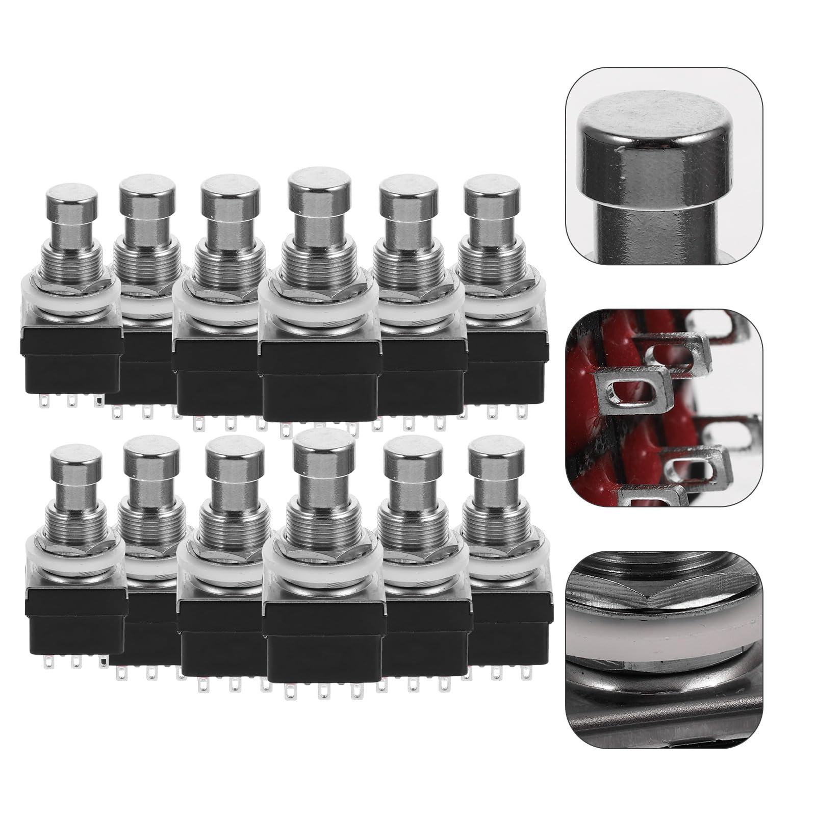 Lot de 12 Pédales D'effet pour Guitare 3dpt, Interrupteur à 9 Broches, Accessoire Noir Compatible Amplificateur, pour Guitare Acoustique et Basse, Indispensable pour Maintenance