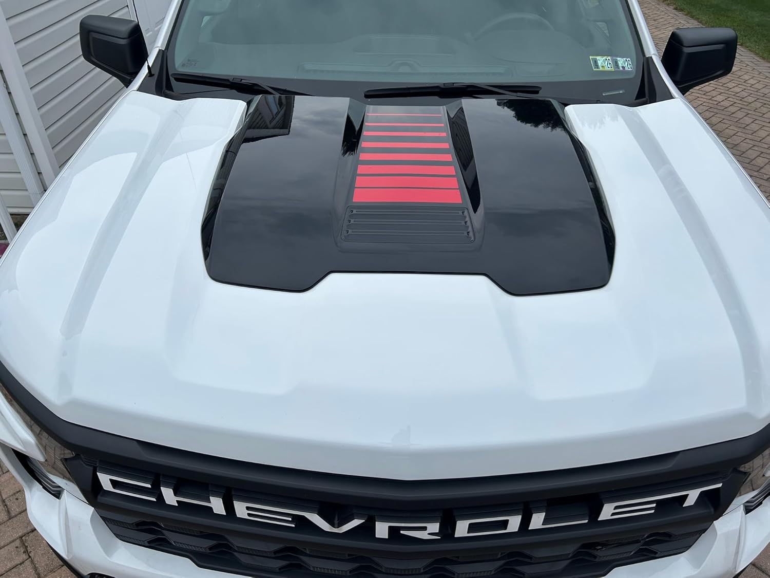 Chevy Silverado Red Fade Stripes Center Hood Scoop Decal 2022-2026
