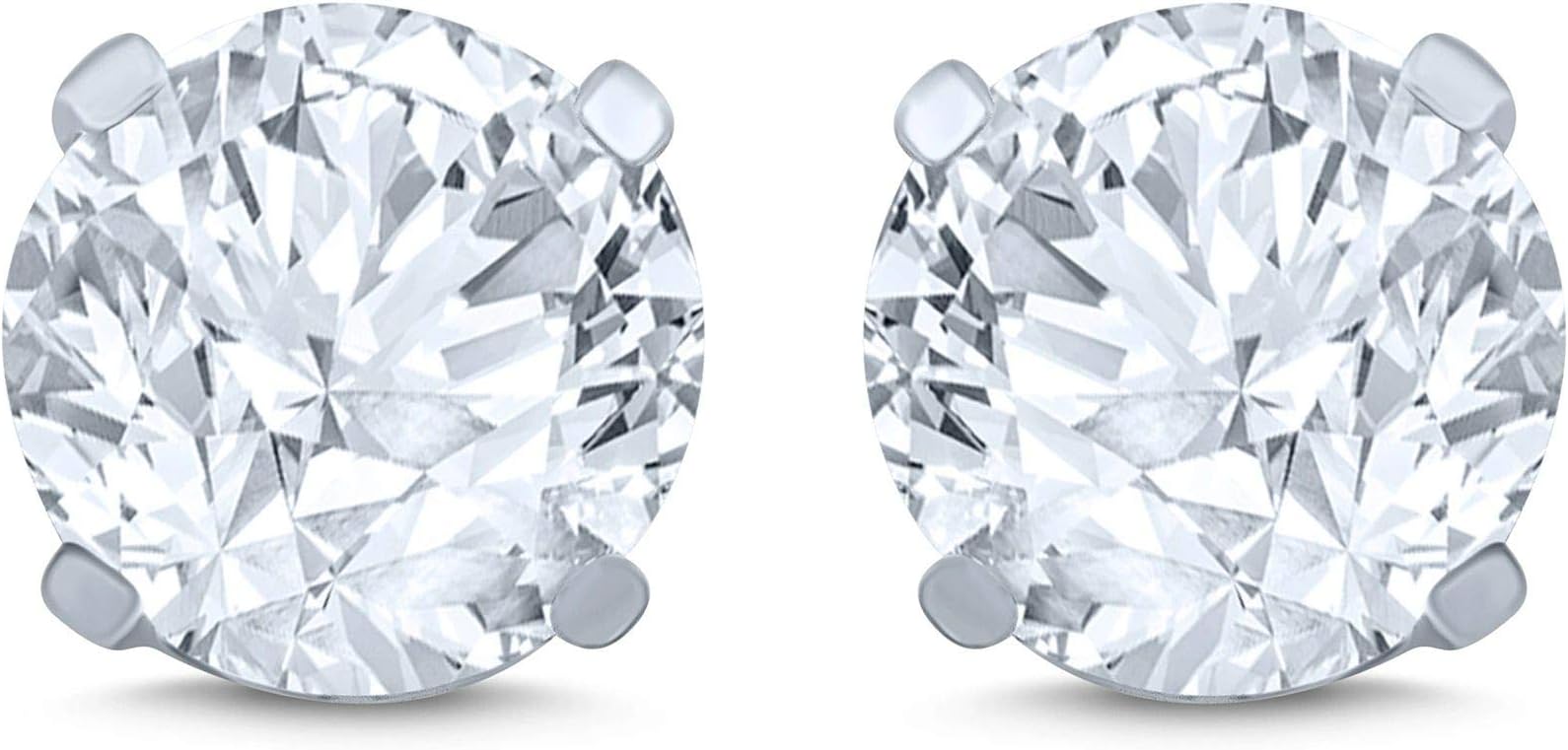 14k Gold Natural Diamond Round 4 Prong Stud Earring in Multiple Sizes