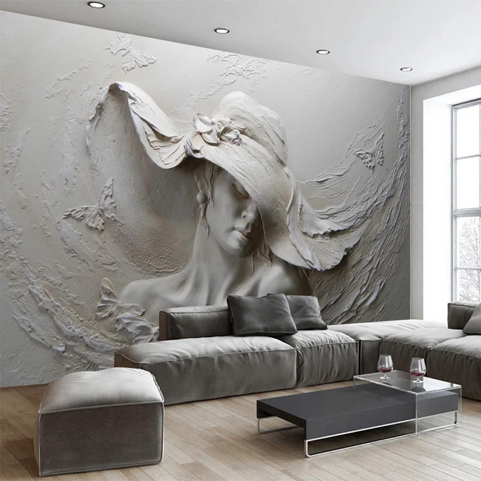 Papier peint ciment 3D masquer défauts mur relief européen autocollant