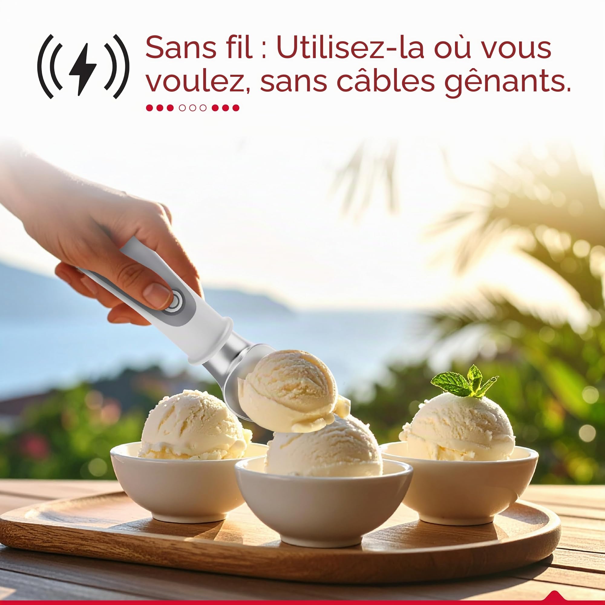 Thörben Cuillère à glace électrique chauffée, rechargeable USB-C, double niveau de chaleur 45 °C et 60 °C, pour prendre de la glace facilement et sans effort, matériaux de qualité alimentaire