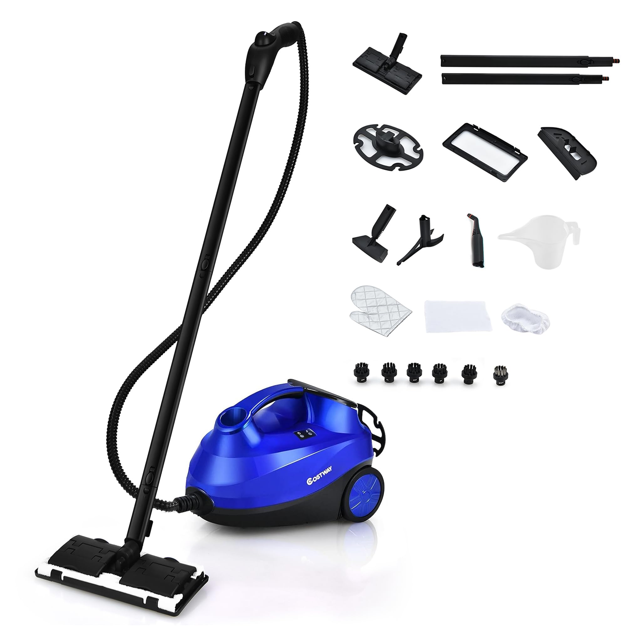 KOMFOTTEU Limpiador a Vapor 2000W, Vaporeta Limpieza de Mano con 19 Accesorios, 4 Bares, 1,5L, 108°C, Autonomía 45 min, Listo en 6 min, Maquina para Limpiar con Bloqueo de Seguridad (Azul)